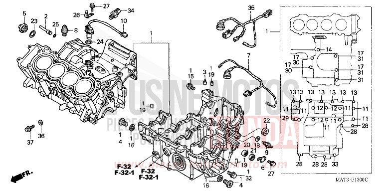 CRANKCASE for Super Blackbird MUTE BLACK METALLIC (NH359B) from 1998